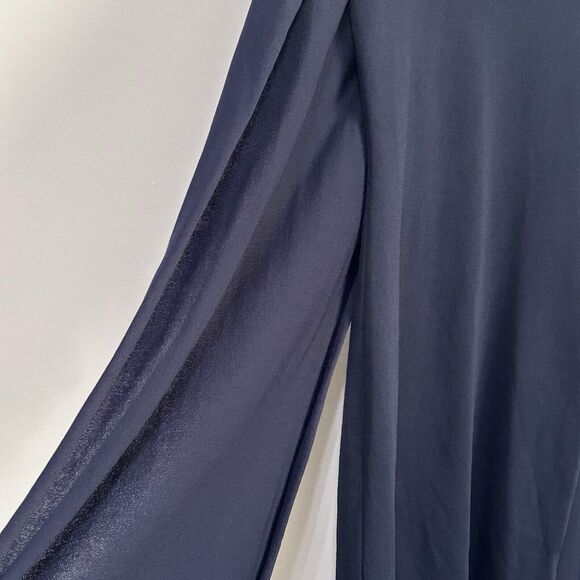 Zara Knit Cape Dress S Navy Blue‎ Party Trendy Sleeveless Classic Cocktail NEW - Picture 6 of 12